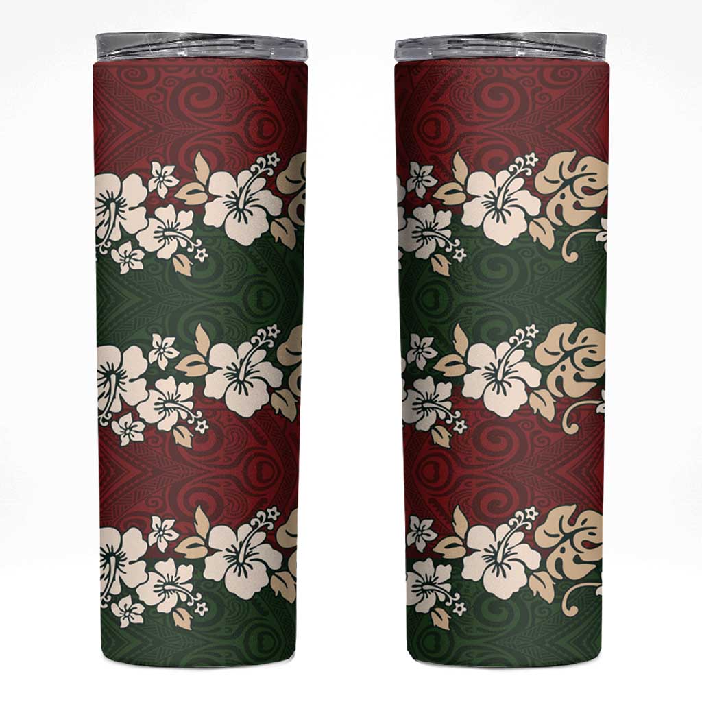 Hawaiian Hibiscus Christmas Color Skinny Tumbler Unique