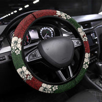 Hawaiian Hibiscus Christmas Color Steering Wheel Cover Unique LT01 Universal Fit Red - Polynesian Pride