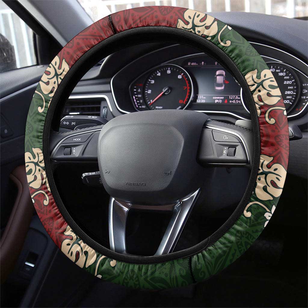 Hawaiian Hibiscus Christmas Color Steering Wheel Cover Unique LT01 - Polynesian Pride