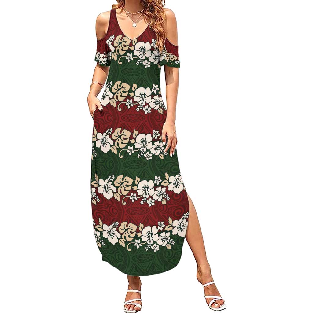 Hawaiian Hibiscus Christmas Color Summer Maxi Dress Unique LT01 Women Red - Polynesian Pride