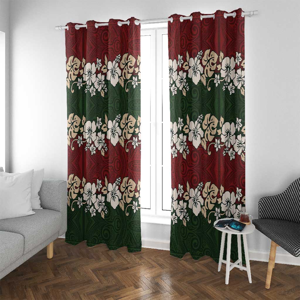 Hawaiian Hibiscus Christmas Color Window Curtain Unique LT01 With Grommets Red - Polynesian Pride