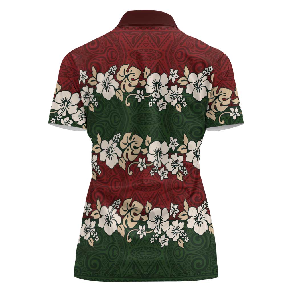 Hawaiian Hibiscus Christmas Color Women Polo Shirt Unique