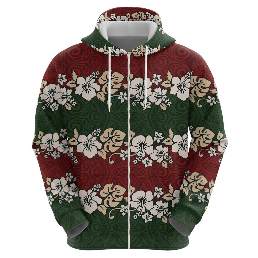 Hawaiian Hibiscus Christmas Color Zip Hoodie Unique