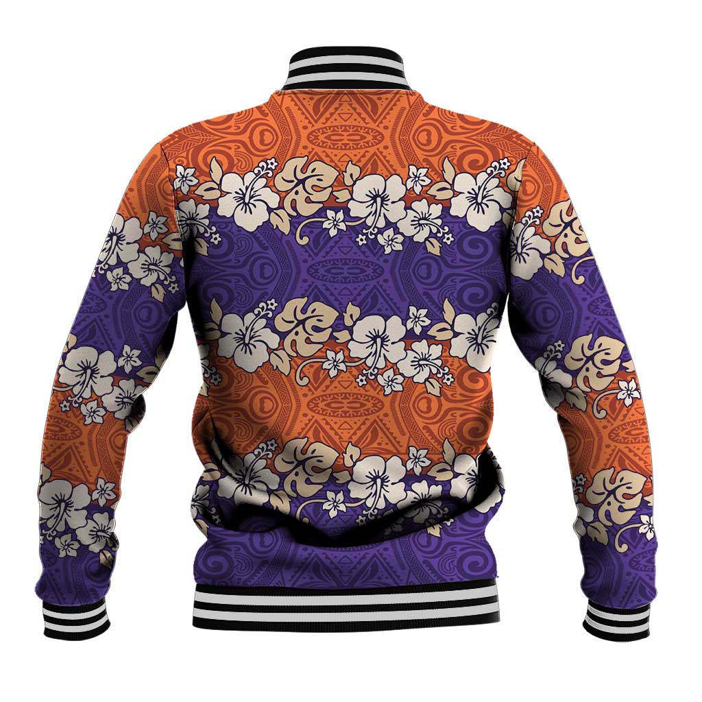 Hawaiian Hibiscus Baseball Jacket Orange and Purple Unique