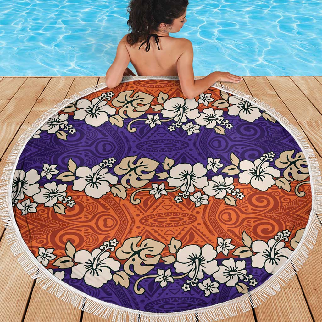 Hawaiian Hibiscus Beach Blanket Orange and Purple Unique LT01 - Polynesian Pride