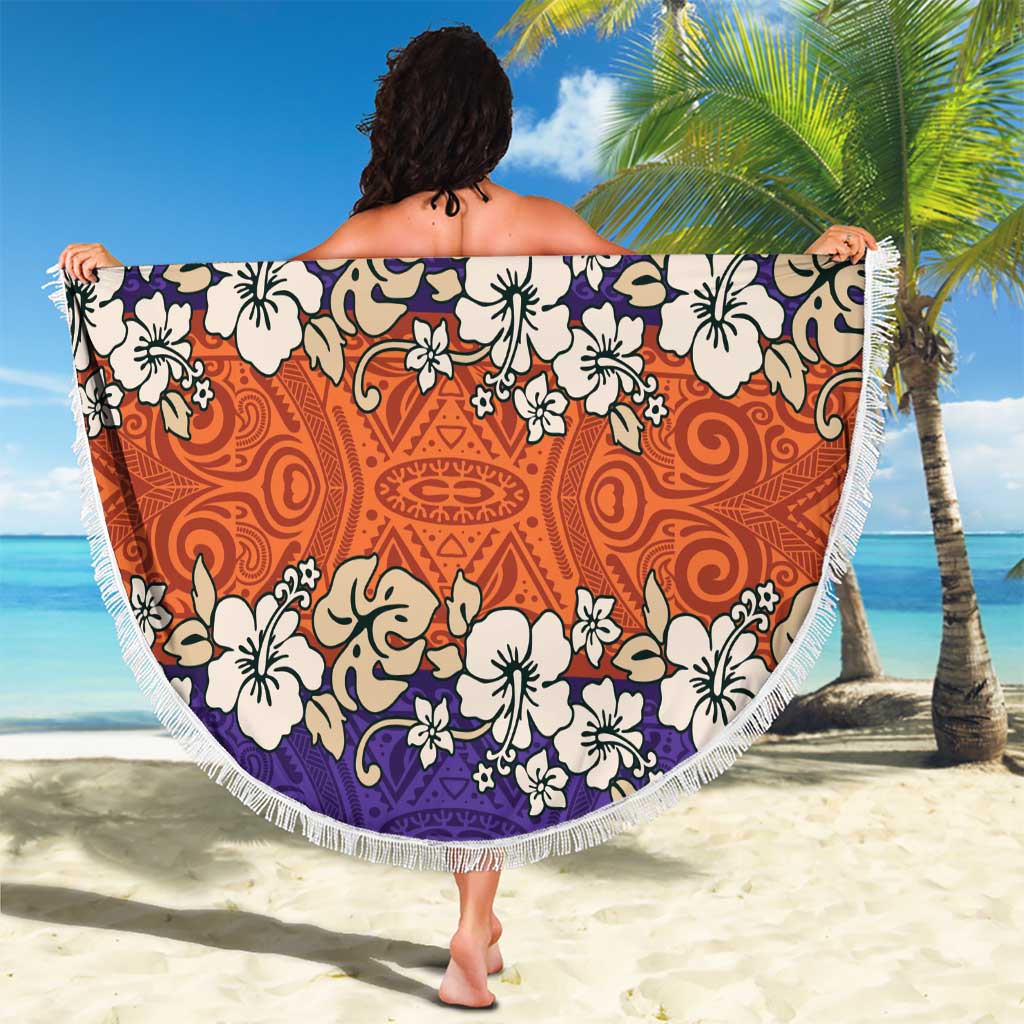 Hawaiian Hibiscus Beach Blanket Orange and Purple Unique LT01 - Polynesian Pride