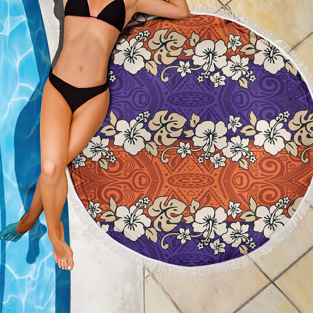 Hawaiian Hibiscus Beach Blanket Orange and Purple Unique LT01 - Polynesian Pride