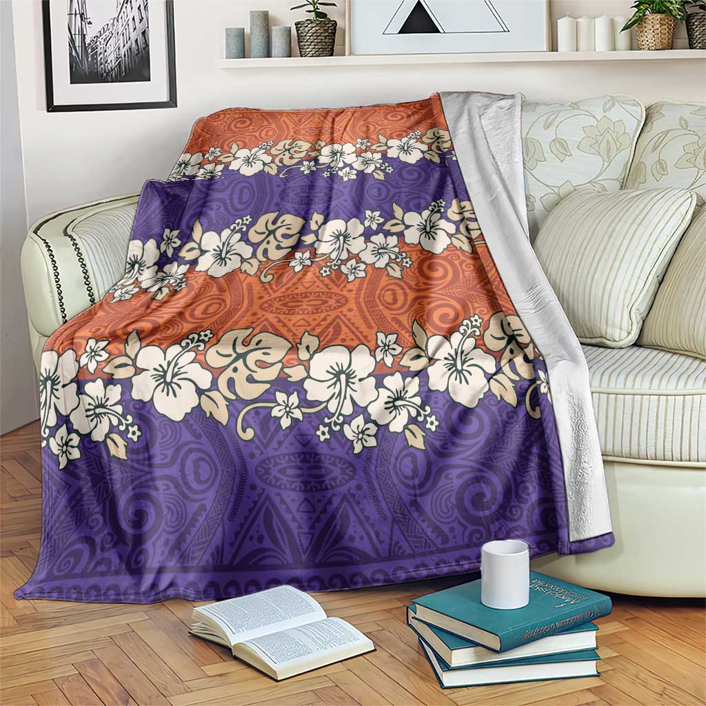 Hawaiian Hibiscus Blanket Orange and Purple Unique LT01 Orange - Polynesian Pride