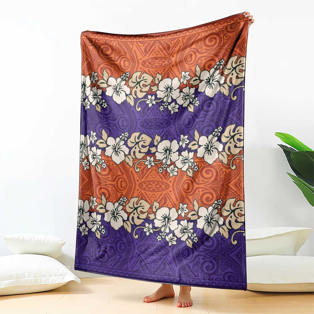 Hawaiian Hibiscus Blanket Orange and Purple Unique LT01 - Polynesian Pride