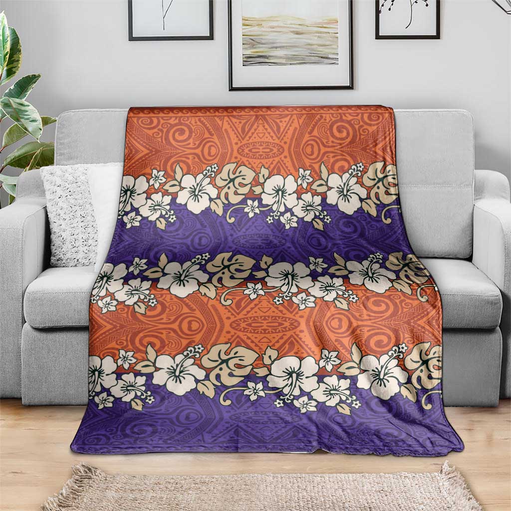 Hawaiian Hibiscus Blanket Orange and Purple Unique LT01 - Polynesian Pride