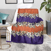 Hawaiian Hibiscus Blanket Orange and Purple Unique LT01 - Polynesian Pride