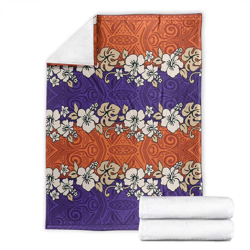 Hawaiian Hibiscus Blanket Orange and Purple Unique LT01 - Polynesian Pride