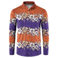 Hawaiian Hibiscus Button Sweatshirt Orange and Purple Unique LT01 Orange - Polynesian Pride