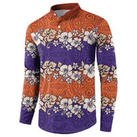 Hawaiian Hibiscus Button Sweatshirt Orange and Purple Unique LT01 - Polynesian Pride