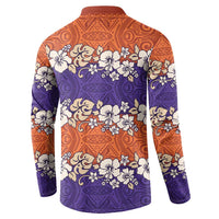 Hawaiian Hibiscus Button Sweatshirt Orange and Purple Unique LT01 - Polynesian Pride