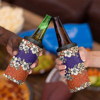 Hawaiian Hibiscus 4 in 1 Can Cooler Tumbler Orange and Purple Unique