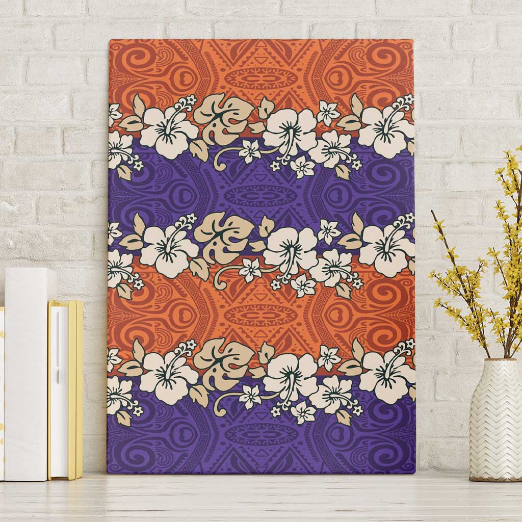 Hawaiian Hibiscus Canvas Wall Art Orange and Purple Unique LT01 Without Frame Orange - Polynesian Pride