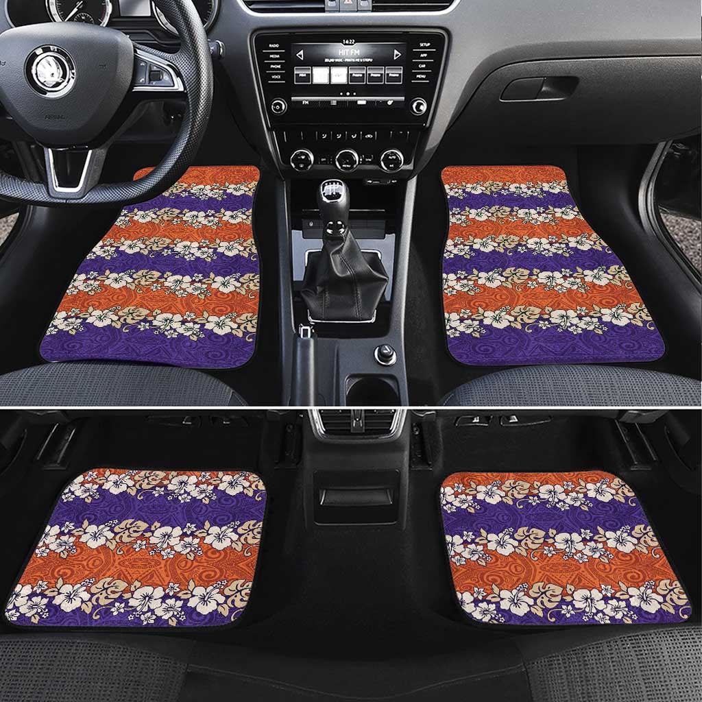 Hawaiian Hibiscus Car Mats Orange and Purple Unique