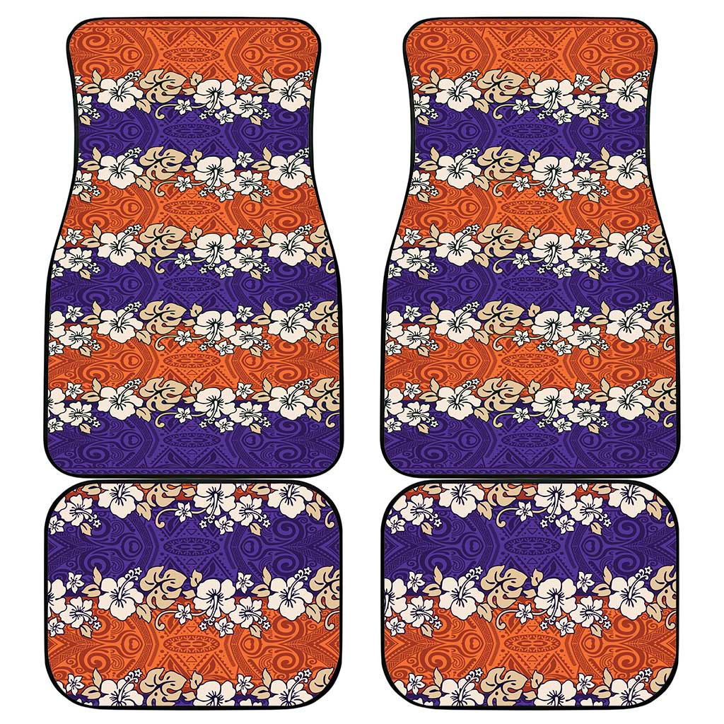 Hawaiian Hibiscus Car Mats Orange and Purple Unique