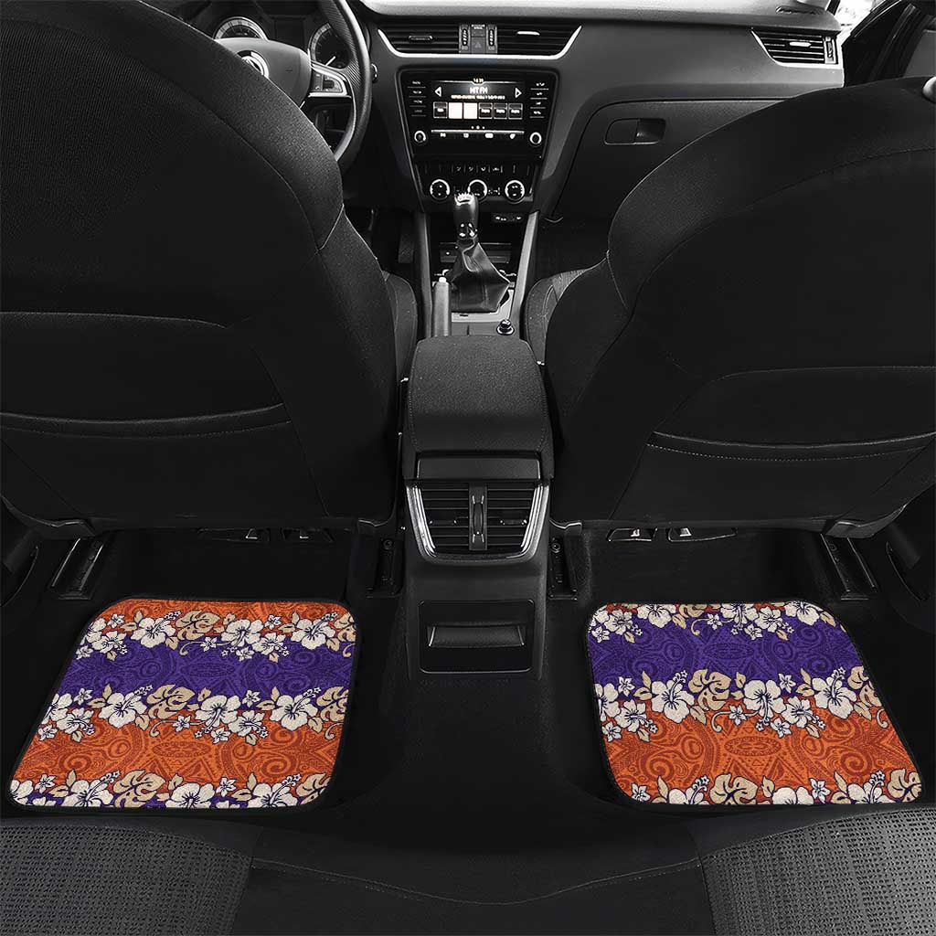 Hawaiian Hibiscus Car Mats Orange and Purple Unique