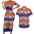 Hawaiian Hibiscus Couples Matching Short Sleeve Bodycon Dress and Hawaiian Shirt Orange and Purple Unique