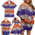 Hawaiian Hibiscus Family Matching Off Shoulder Short Dress and Hawaiian Shirt Orange and Purple Unique