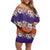 Hawaiian Hibiscus Family Matching Off Shoulder Short Dress and Hawaiian Shirt Orange and Purple Unique