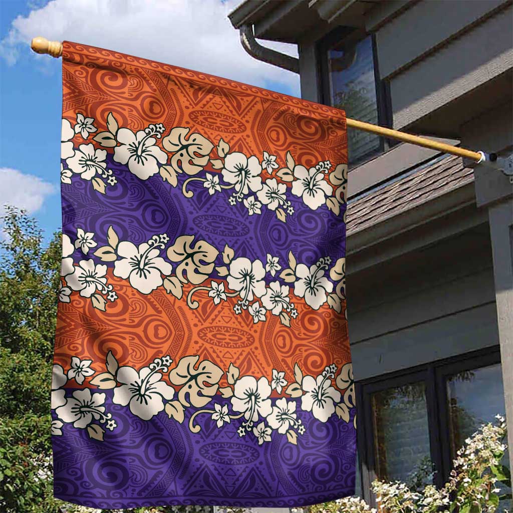 Hawaiian Hibiscus Garden Flag Orange and Purple Unique LT01 - Polynesian Pride