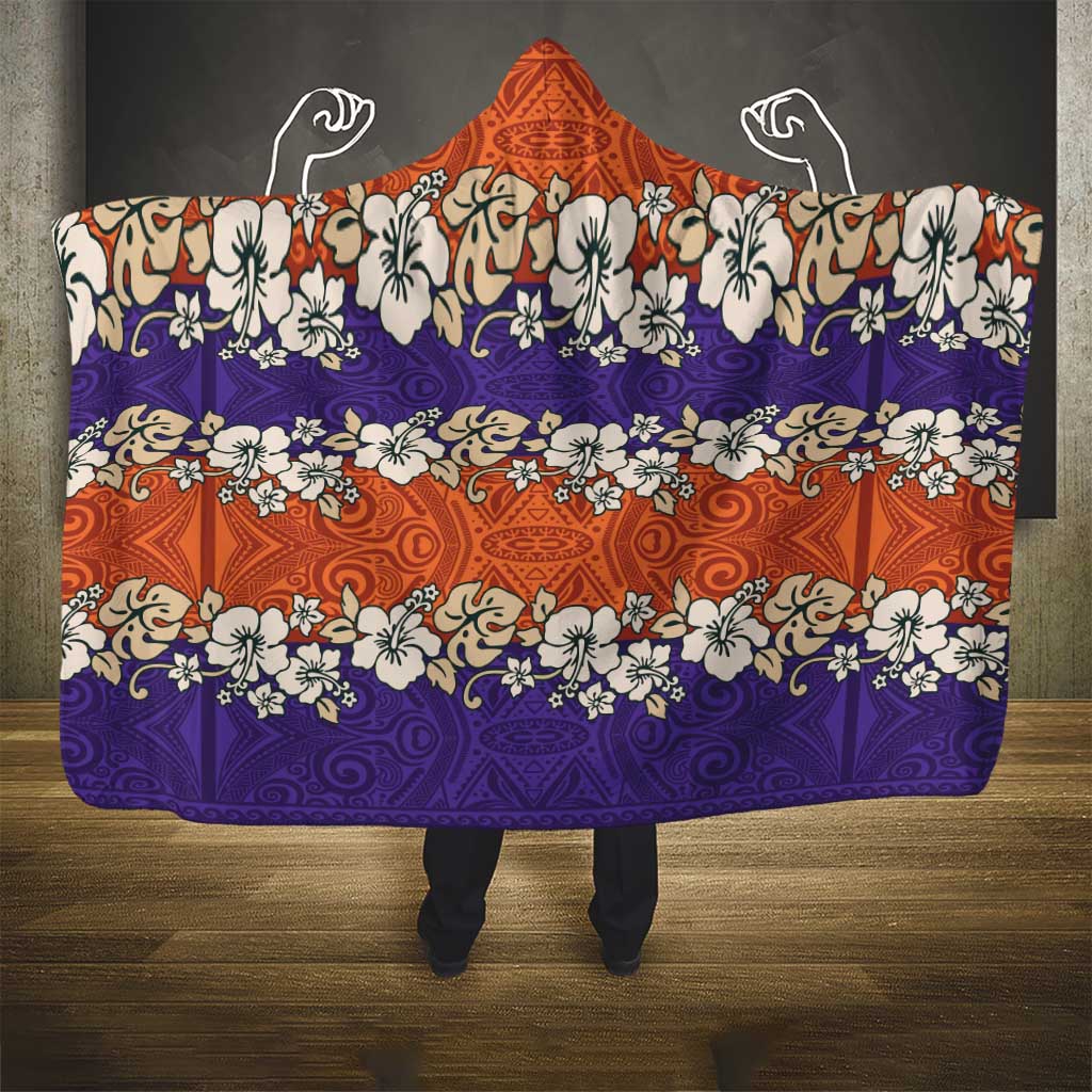 Hawaiian Hibiscus Hooded Blanket Orange and Purple Unique LT01 - Polynesian Pride