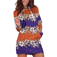 Hawaiian Hibiscus Hoodie Dress Orange and Purple Unique LT01 Orange - Polynesian Pride