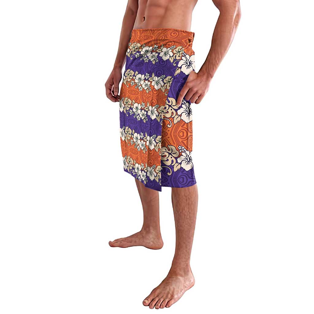Hawaiian Hibiscus Lavalava Orange and Purple Unique LT01 - Polynesian Pride
