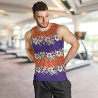 Hawaiian Hibiscus Men Tank Top Orange and Purple Unique LT01 Orange - Polynesian Pride