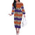 Hawaiian Hibiscus Off The Shoulder Long Sleeve Dress Orange and Purple Unique