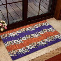 Hawaiian Hibiscus Rubber Doormat Orange and Purple Unique LT01 - Polynesian Pride