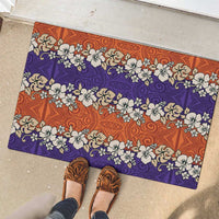 Hawaiian Hibiscus Rubber Doormat Orange and Purple Unique LT01 - Polynesian Pride