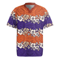 Hawaiian Hibiscus Rugby Jersey Orange and Purple Unique LT01 Orange - Polynesian Pride
