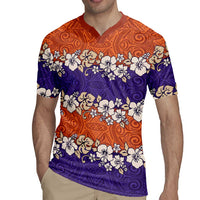 Hawaiian Hibiscus Rugby Jersey Orange and Purple Unique LT01 - Polynesian Pride