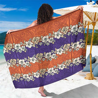 Hawaiian Hibiscus Sarong Orange and Purple Unique