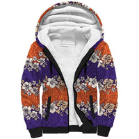 Hawaiian Hibiscus Sherpa Hoodie Orange and Purple Unique LT01 Unisex Orange - Polynesian Pride