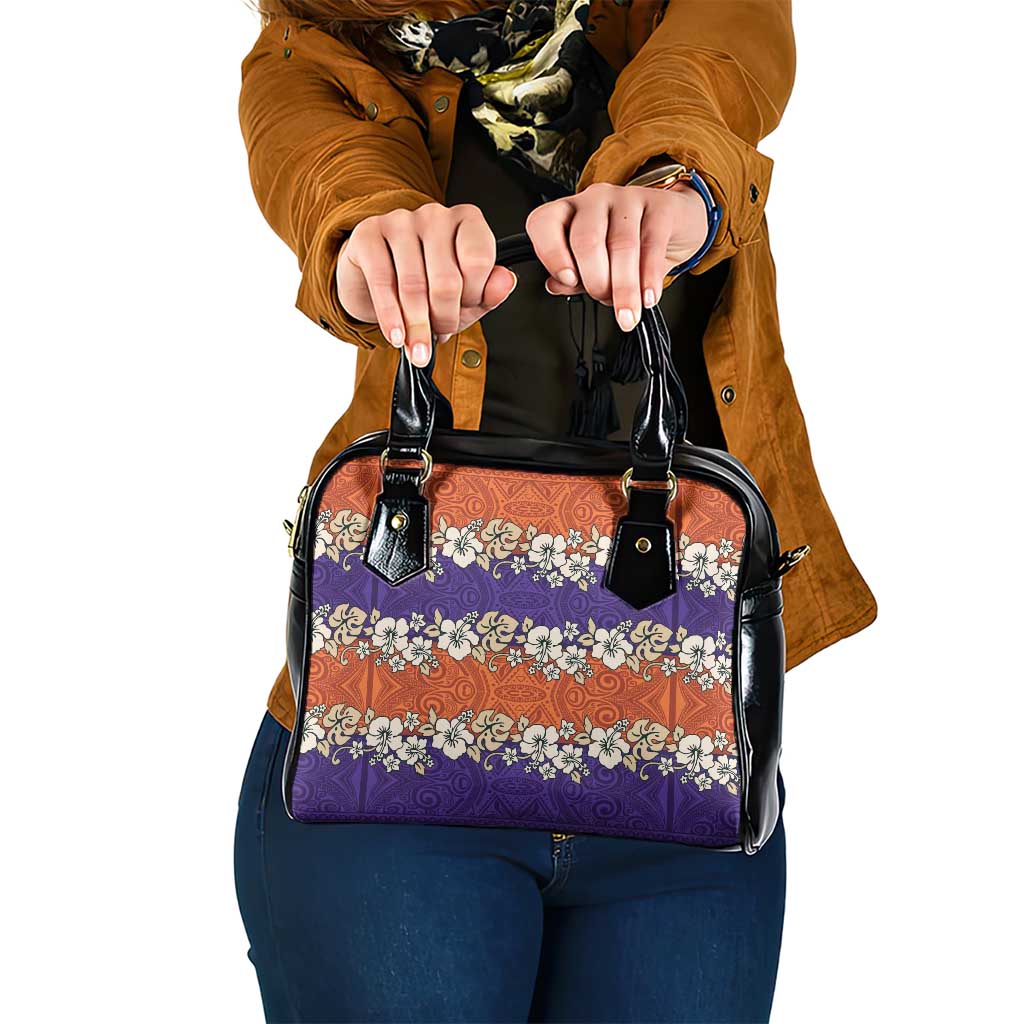 Hawaiian Hibiscus Shoulder Handbag Orange and Purple Unique