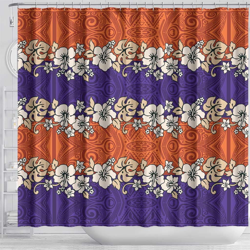 Hawaiian Hibiscus Shower Curtain Orange and Purple Unique