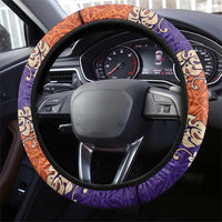 Hawaiian Hibiscus Steering Wheel Cover Orange and Purple Unique LT01 - Polynesian Pride