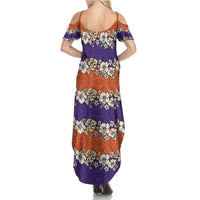 Hawaiian Hibiscus Summer Maxi Dress Orange and Purple Unique LT01 - Polynesian Pride