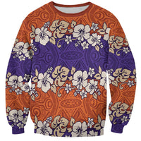 Hawaiian Hibiscus Sweatshirt Orange and Purple Unique LT01 Unisex Orange - Polynesian Pride
