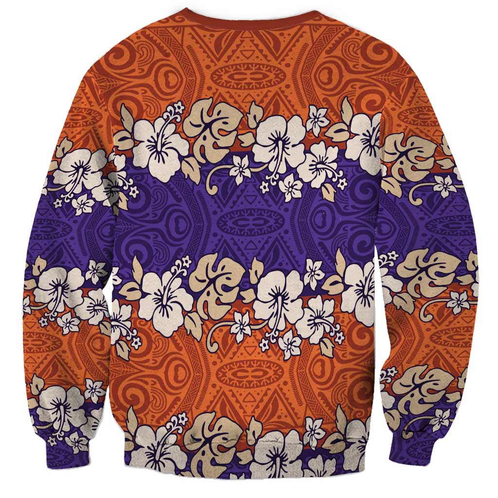 Hawaiian Hibiscus Sweatshirt Orange and Purple Unique LT01 - Polynesian Pride