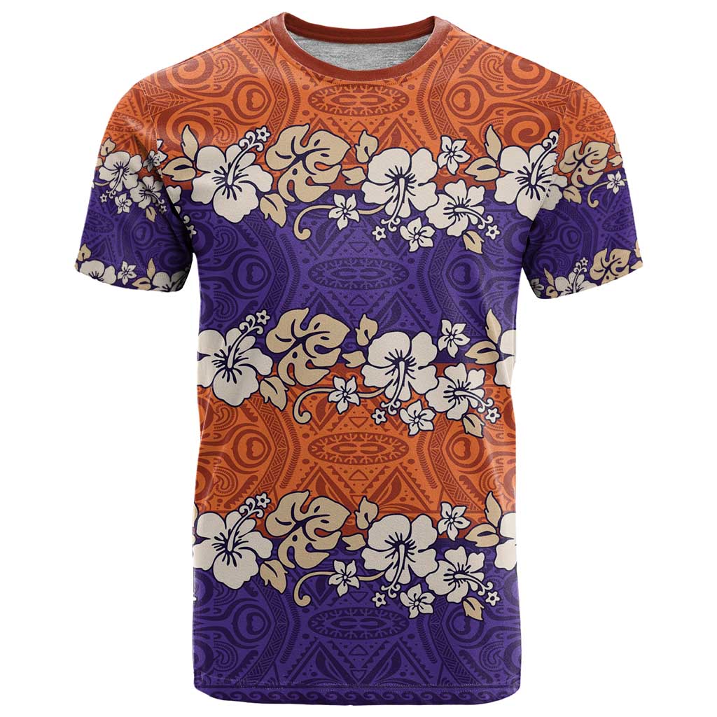 Hawaiian Hibiscus T Shirt Orange and Purple Unique