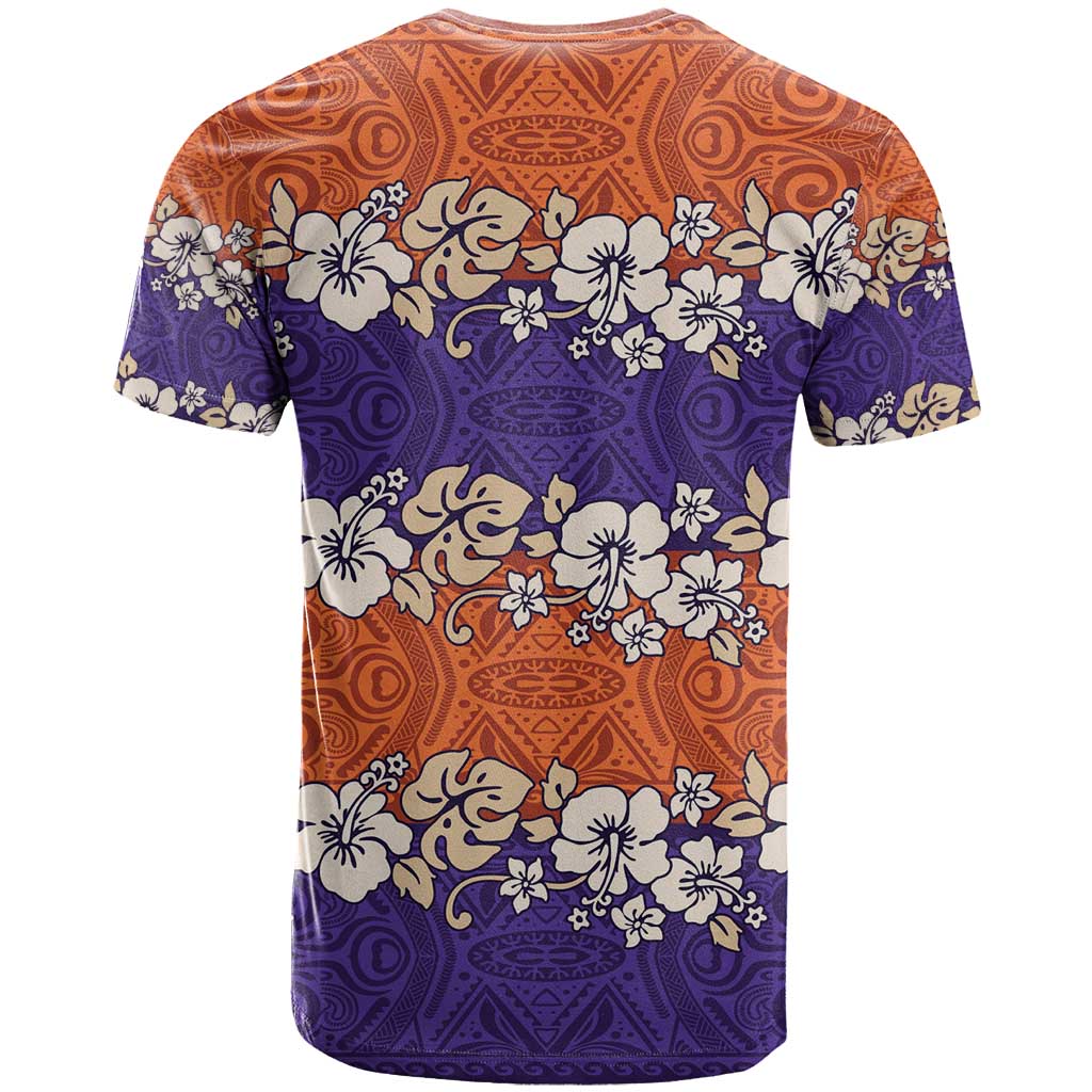 Hawaiian Hibiscus T Shirt Orange and Purple Unique