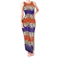 Hawaiian Hibiscus Tank Maxi Dress Orange and Purple Unique LT01 Women Orange - Polynesian Pride
