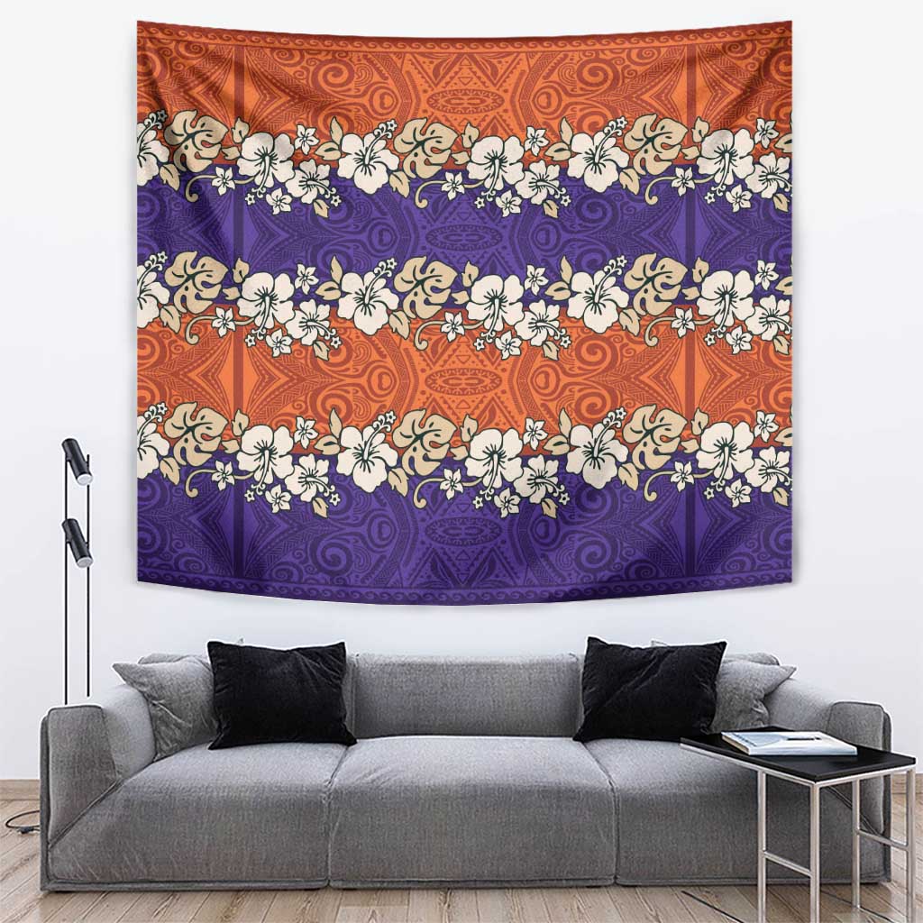 Hawaiian Hibiscus Tapestry Orange and Purple Unique LT01 Orange - Polynesian Pride
