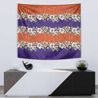 Hawaiian Hibiscus Tapestry Orange and Purple Unique LT01 - Polynesian Pride